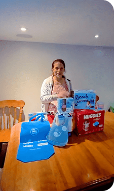 MyBellaBaby giveaway winner with baby products